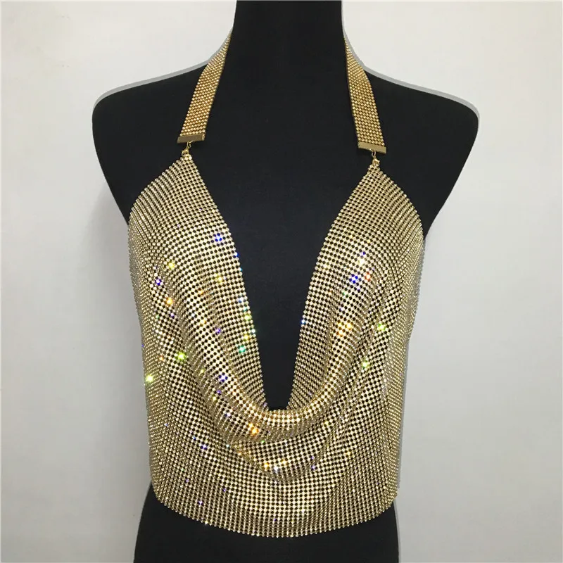 Summer Clothes For Women 2022 Rhinestone Tank Top New Fashion Sexy Outfits Festival Clothing Shiny Body Chain Jewelry Halter Top jockey camisole Tanks & Camis