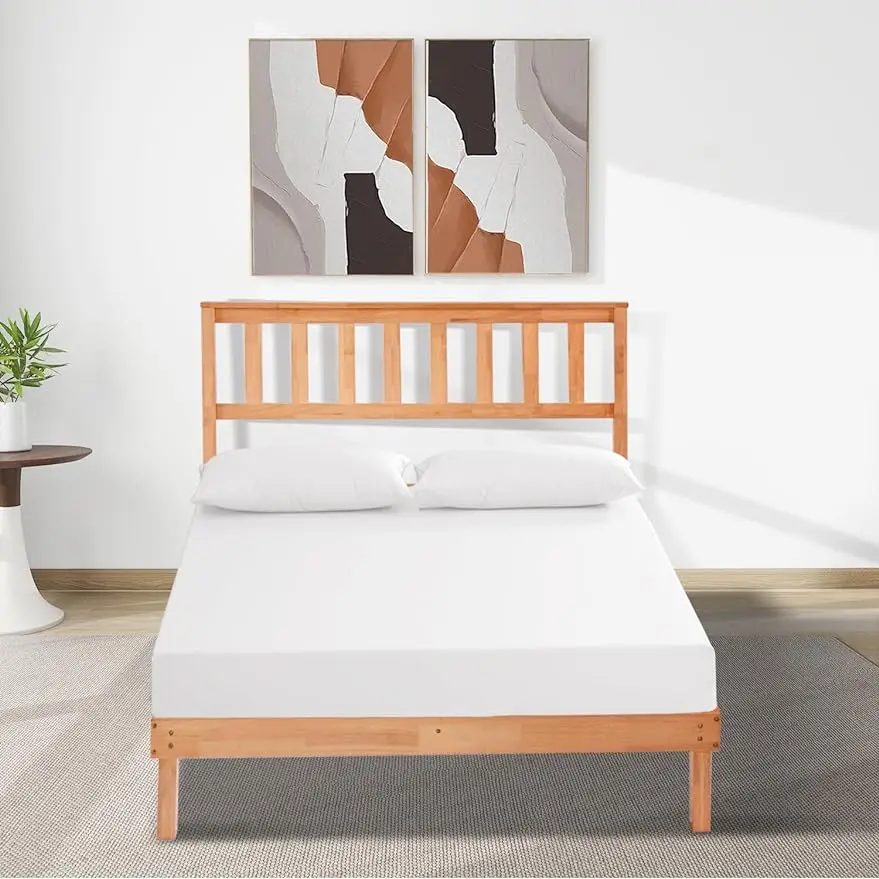 

Рама для кровати DELAVIN из массива дерева с изголовьем, рама для кровати из массива дуба среднего века, основа из массива дерева