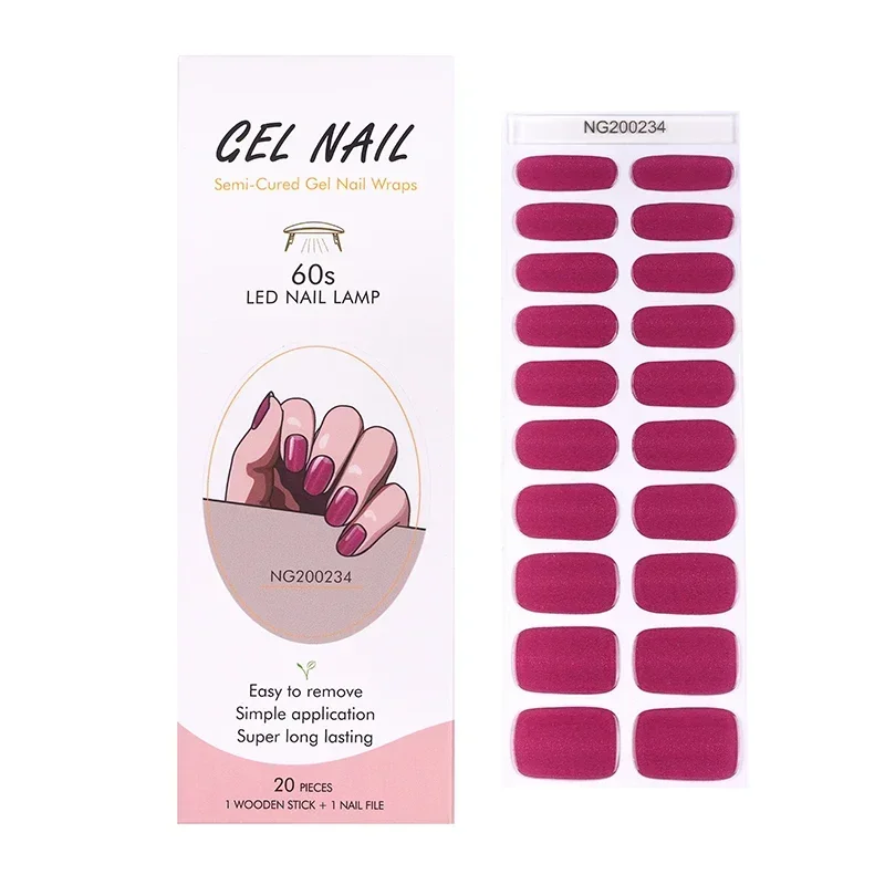 Semi-Cured Gel Nail Wraps Super Long Lasting Gel Nail Stickers 60s LED Lamp Need Nail Art Accessories Easy to Remove 5