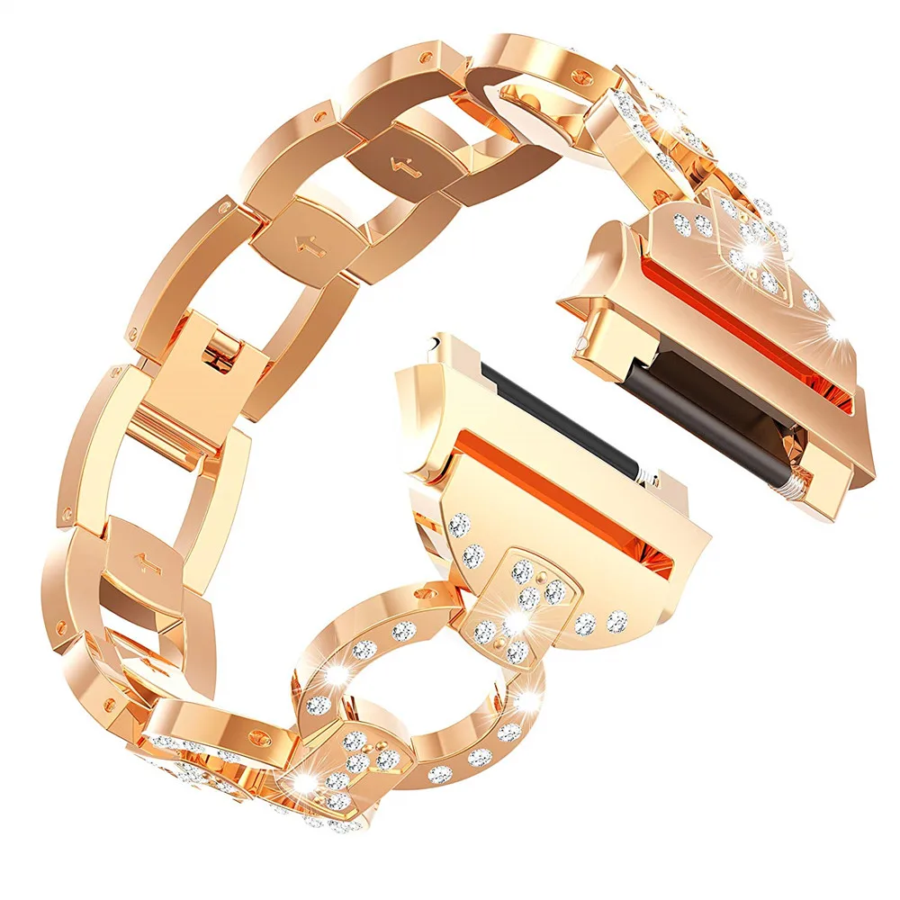 Fashion Stainless Steel with luxury rhinestone Bracelet For Fitbit Ionic Smart watch Metal Replacement Bracelet correa