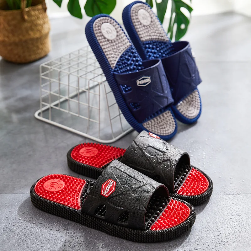 New Massage Slippers Men Home Bathroom Anti-skid Home Slippers Comfort Summer Fashion Beach Sandals Male Casual Flip Flops