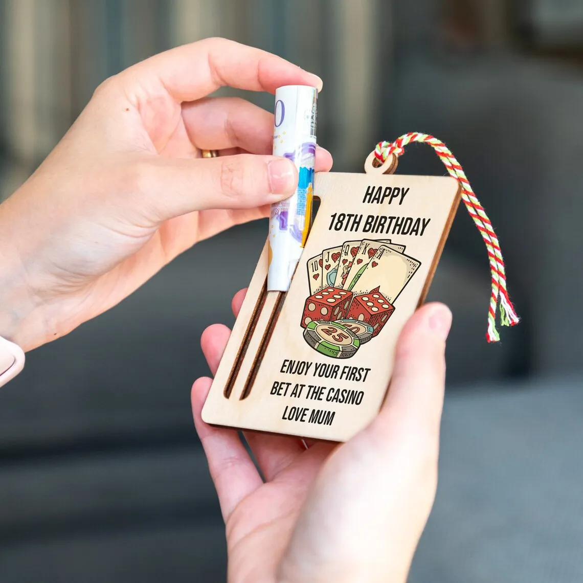 HAPPY 18TH BIRTHDAY Money Clip Celebrating Milestone Birthday Clear Beer Wine Print Solid Wood Cash Holder Men Women Adults Gift
