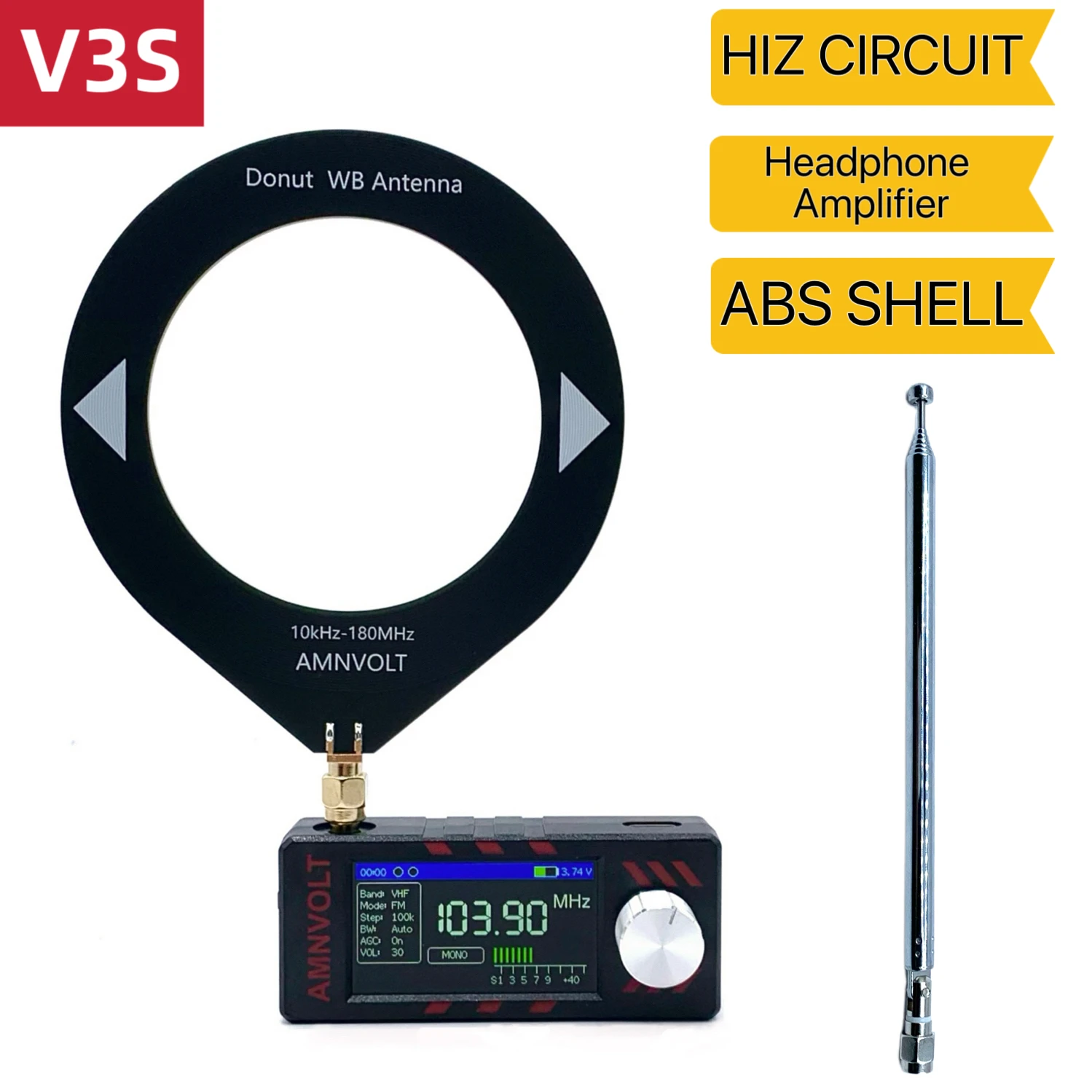 V3S AMNVOLT Mini SI4732 Full Band DSP Radio Receiver with Hi-Z Headphone Amplifier Circuit FM AM SSB LSB USB Pocket Radio