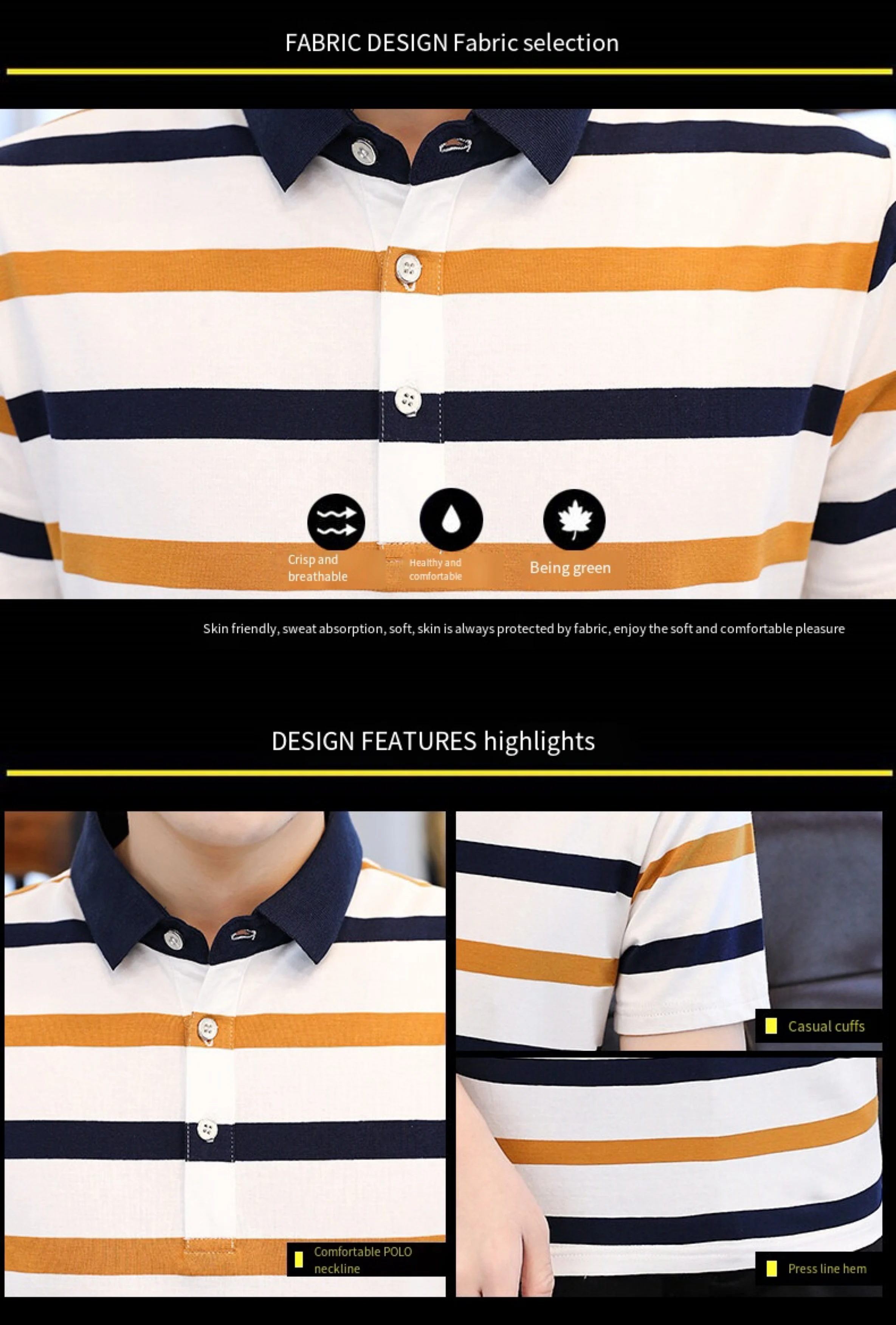 Summer new men's short-sleeved T-shirt striped cotton thin section business lapel men's polo shirt men's models 13 S34620fda168348cabc3905eeca0155b9g