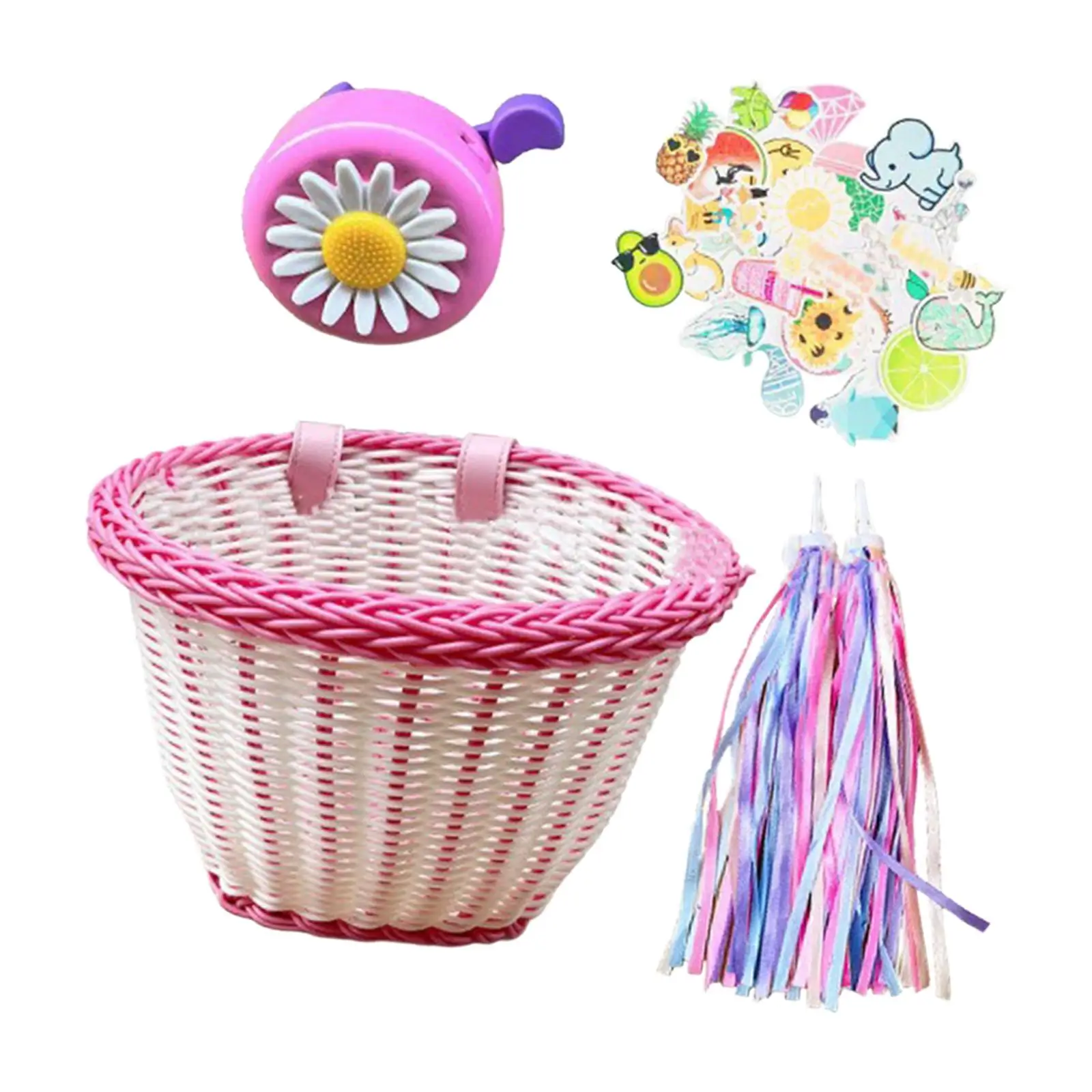 Kids Bike Decoration Basket Bike Decorations Accessories Set for Children