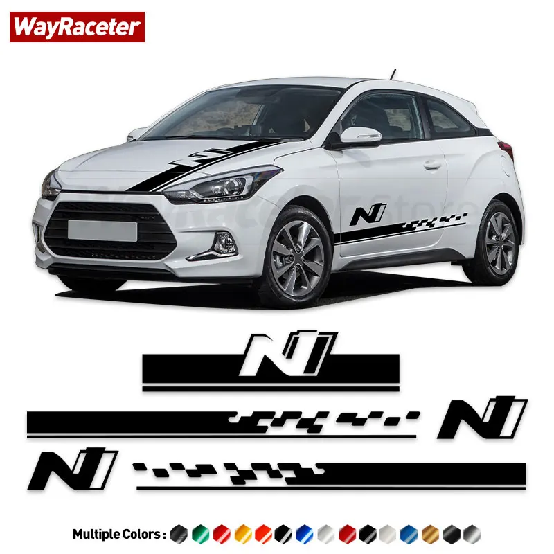3 Pcs Door Side Skirt Sticker Hood Stripes N Line Graphics Carbon Fiber