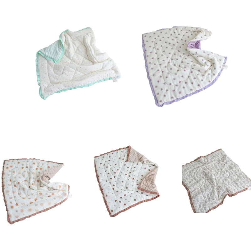 Children's Blanket Lace Trim Comforting Quilt with Dotted Backing Designing, Soft & Breathable Warm Duvet for Kids