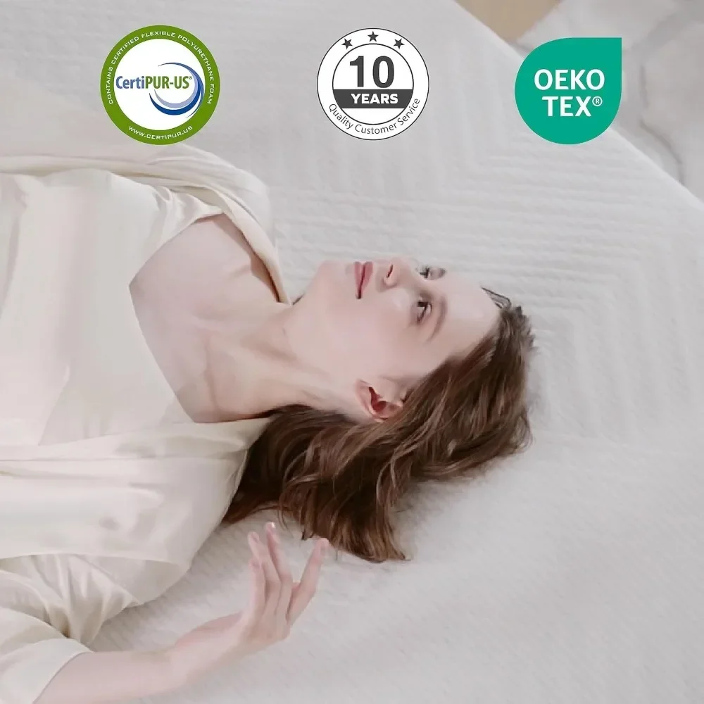 Green Tea Memory Foam Queen Mattress in a Box, Certified Fiberglass Free Mattress, Cooling Gel Double Mattres 10inch 4