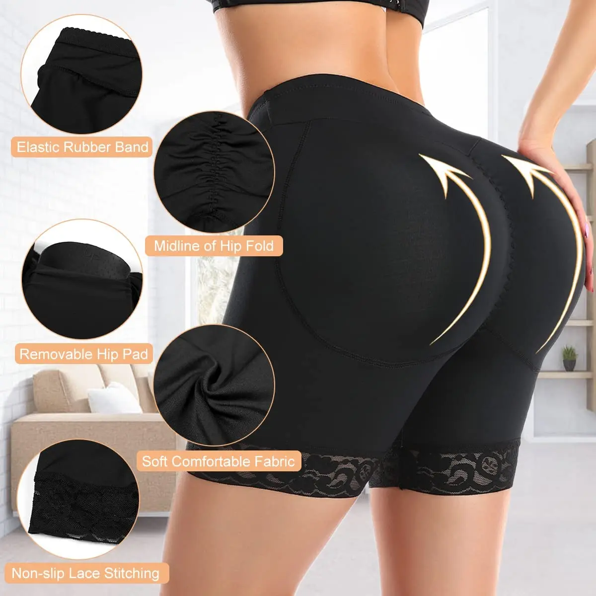 Women High Waist Hip Padding Enhancer Butt Lifter Shapewear Panties