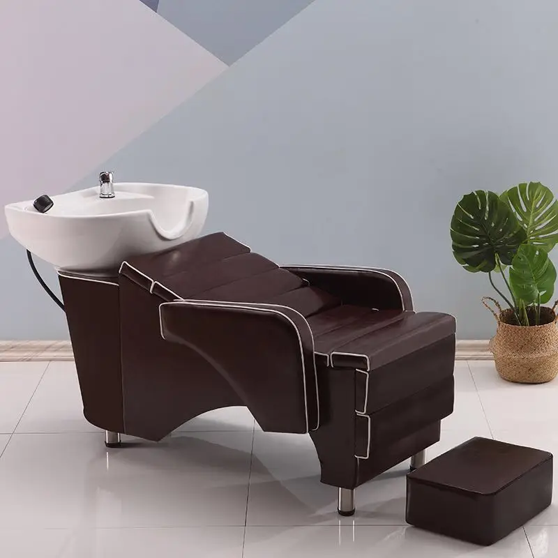 Head Spa Big Shampoo Chairs Barber Shop Stool Massage Luxury Shampoo Chair Makeup Hairdressing Fotel Fryzjerski Furniture QF50SC