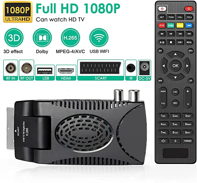 Haohsat Dvb-T2 666 Scart Hd H.265 T2 Sintonizzatore Tv Digitale Dvb T2 H265 Hevc Decoder Hd Dvb T2 Ricevitore Tv Terrestre