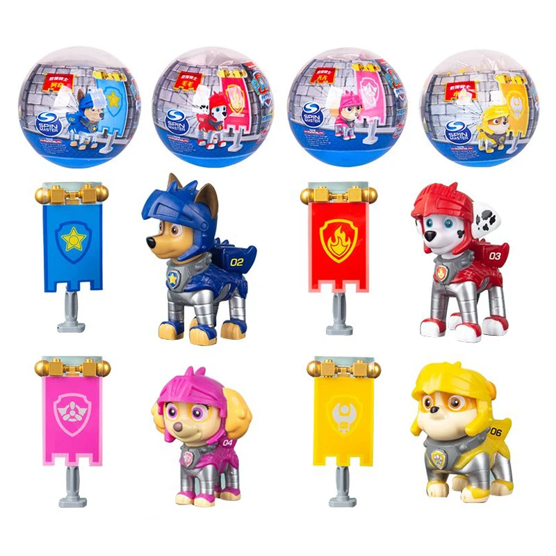 Paw Patrol Toys Set Rescue Knight Series Anime Figure Skye Chase Patrulha Cina Capsule Toys Building Blocks Giocattoli Regalo Per Bambini