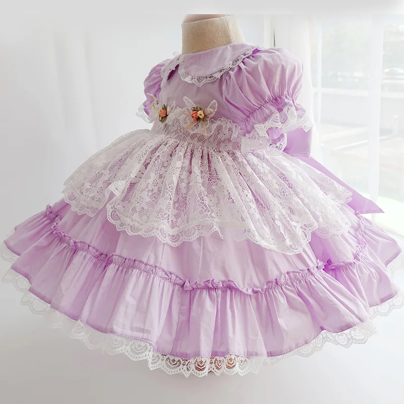 

Little Girl Summer Spanish Dress For Children 100% Cotton Ball Gown Dresses Girls From 2 -7 Years Bowknot Birthday Kawaii Dress