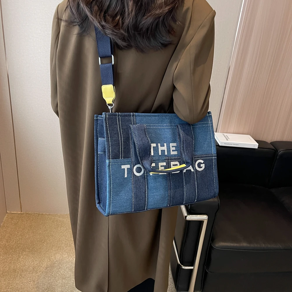 Denim The Tote Bags For Women Handbags Ladies Luxury Brands Designer Canvas  Shoulder Crossbody Bag 2023 Patchwork Shopper Purses