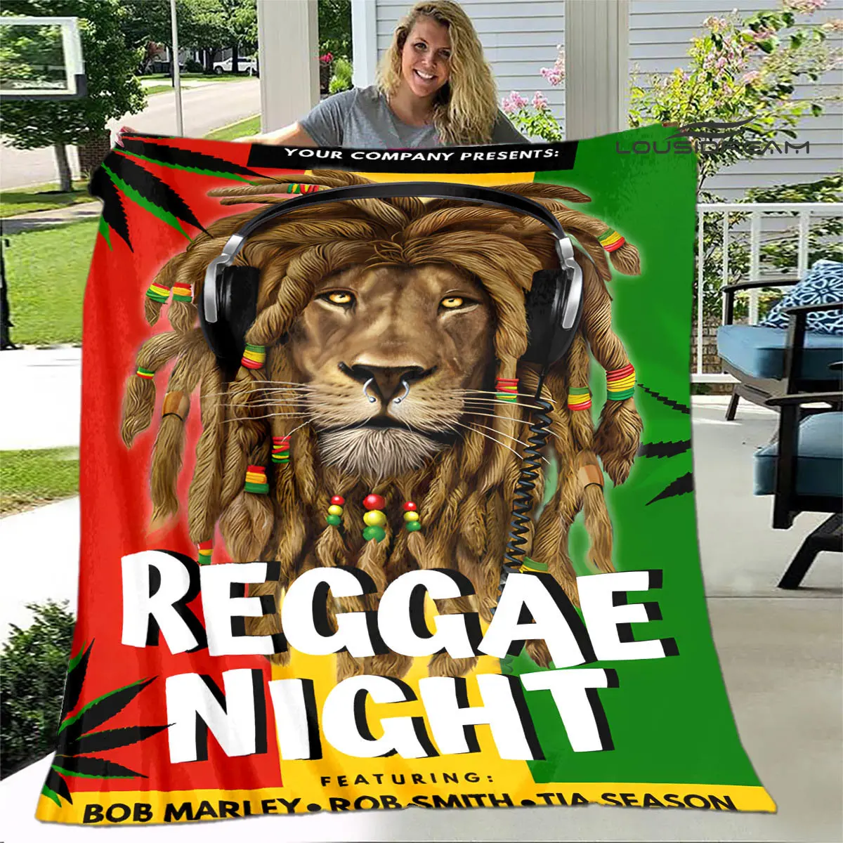 Bob marley lion maple leaf printing blanket birthday gift thin blanket
