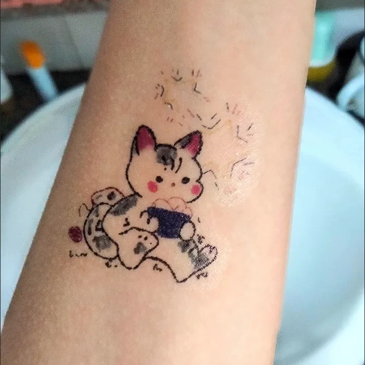 Adorable Ramen and Sushi Cat Tattoo