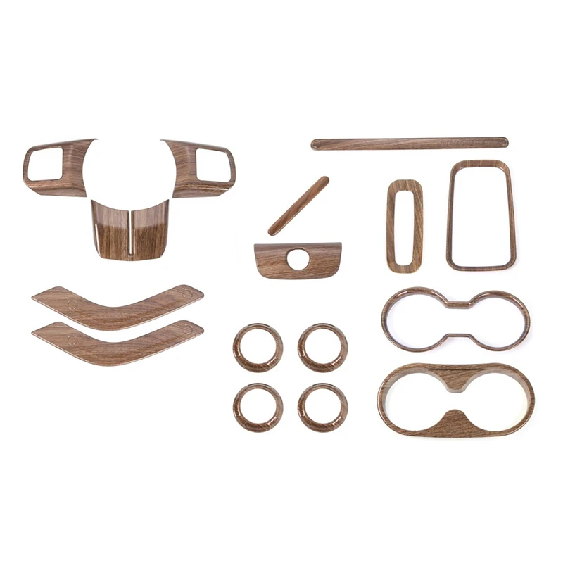 

Для Jeep Wrangler JK 2011-2017 Крышка для руля дверной ручки, центральная консоль рулевого колеса, 55 шт., отделка под дерево