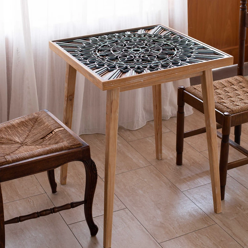 

Nordic Solid Wood Folding Carving Eight-Immortal Table Japanese Bed & Breakfast Sunshine Room Negotiation Square Coffee Table