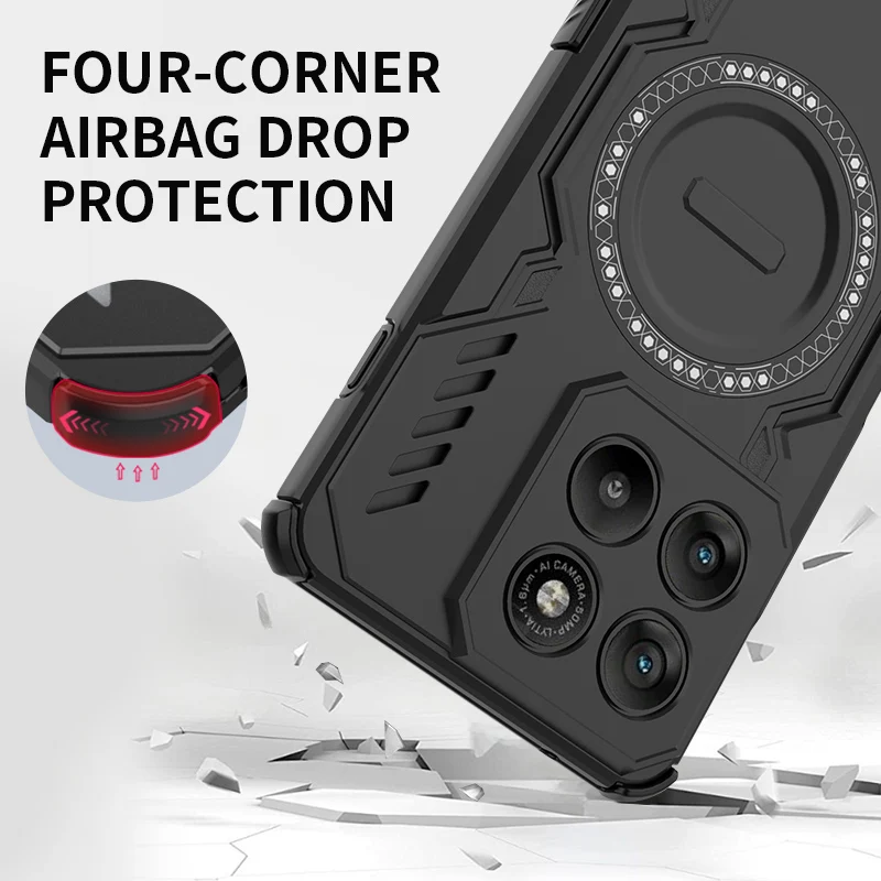 Heat Dissipation Armor Magnetic Phone Case with TPU Frame and Plastic Back Cover