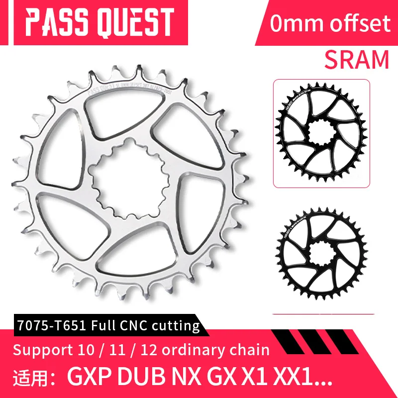 

PASS QUEST 0mm Offset Chainring Wide Narrow Teeth Chainwheel 28/30/32/34/36/38T Round/Oval Disc for SRAM NX GX XX1 Eagle