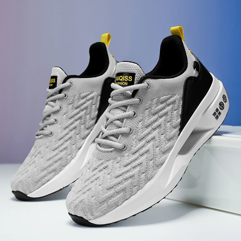 Men's Lightweight Breathable Fabric Running Shoes - Breathable Outdoor Sports Shoes for Gym, Jogging, Tennis - Comfortable Cushioning and Support