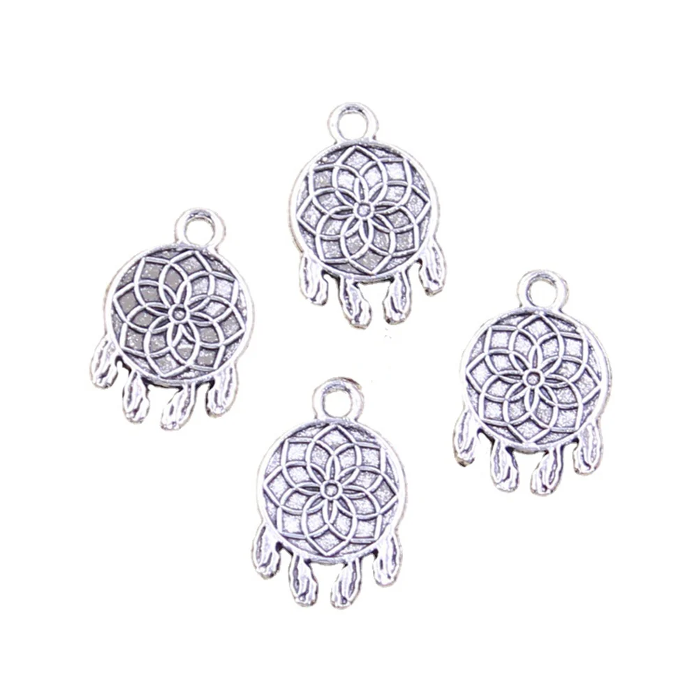 20 stücke Charms native Traum fänger Kronleuchter Anschluss 18x12mm antike silberne Farbe Anhänger machen DIY tibetischen Schmuck finden