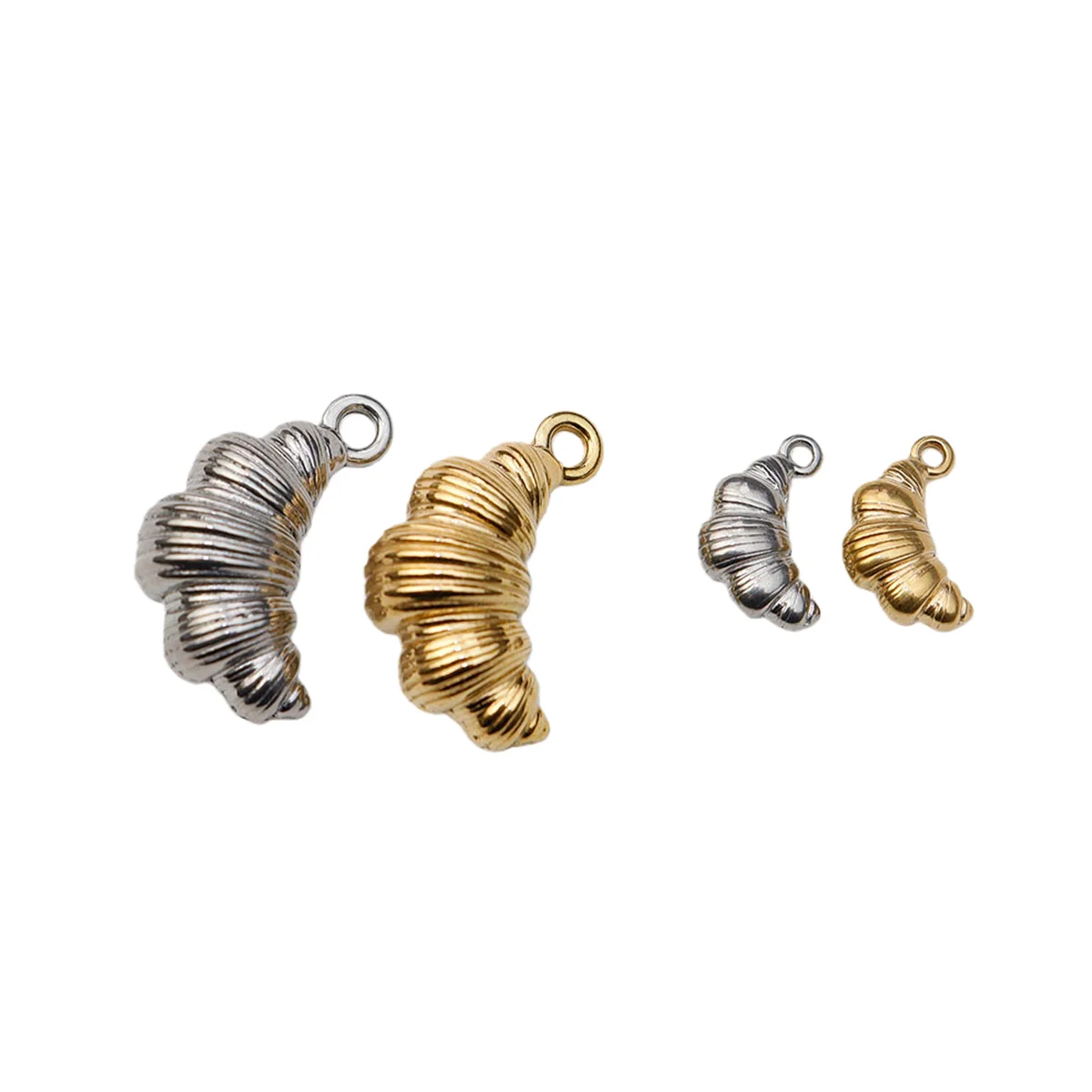 5 Stück Guss Edelstahl Croissant Charms Anhänger DIY Halskette Ohrringe Armbänder Schmuck Charms Unfading Farblos – Detail 2