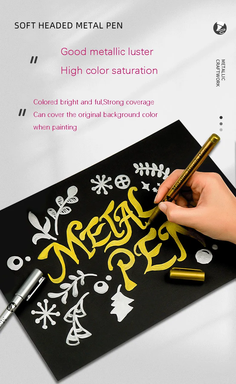 Marker Pen Gold Silver Metallic Waterproof Permanent Paint DIY Painting Supplies Rock Mug Ceramic Glass 2pc