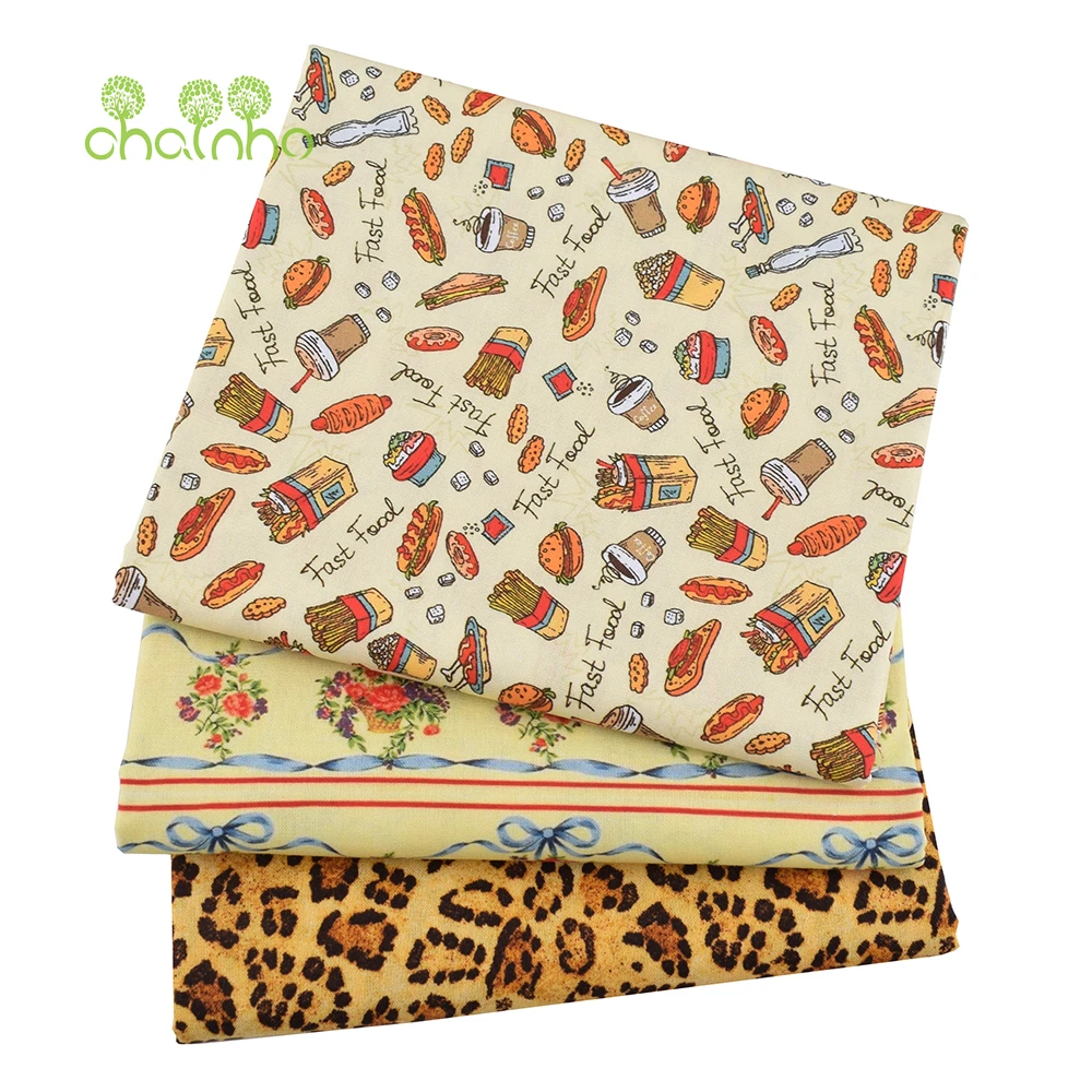 Chainho,Printed Plain Weave Cotton Fabric,Patchwork Cloth,Handmade DIY Quilting Sewing Material,5 Designs Series,20x25cm,15CD96