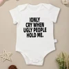 Funny Text Print Newborn Clothes Pajamas Creative Personality Harajuku Baby Boy Girl Bodysuit Short Sleeve 100% Cotton Cheap 1