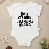 Funny Text Print Newborn Clothes Pajamas Creative Personality Harajuku Baby Boy Girl Bodysuit Short Sleeve 100% Cotton Cheap 1