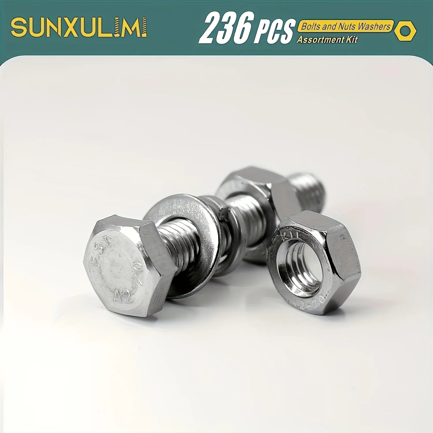 236PCS/ 586PCS M6 M8 M10 Heavy Duty Bolts and Nuts Assortment Kit 304 Stainless Steel(18-8) Hex Screws Nuts & Washerss kit