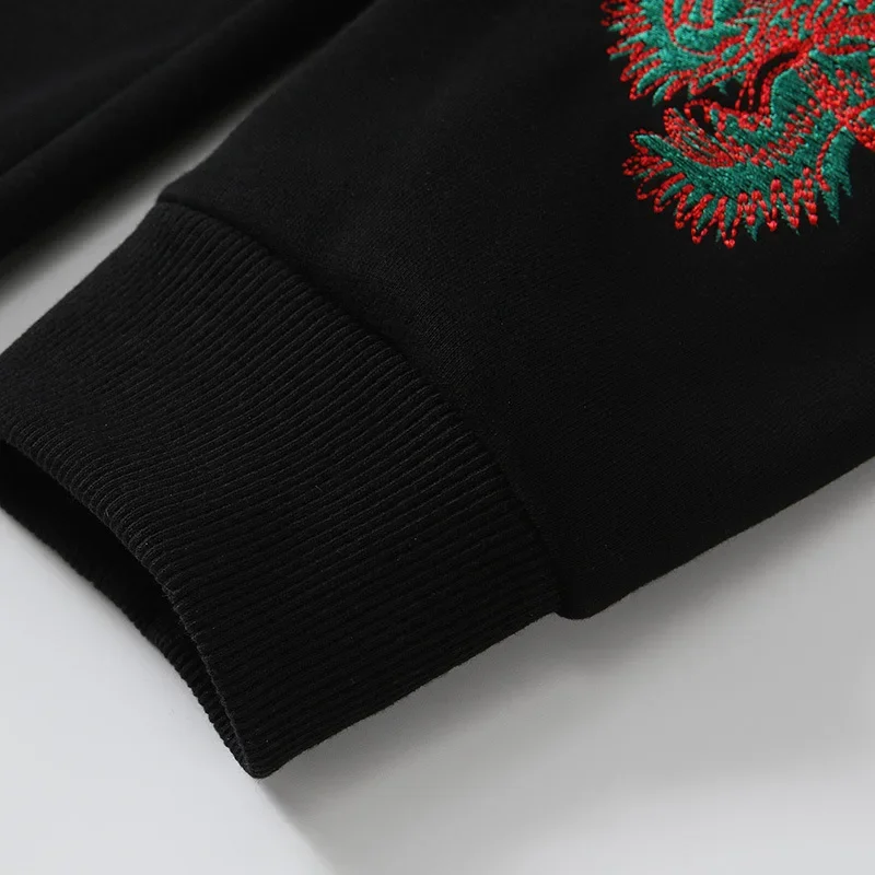 Chinese Dragon Embroidered Hoodies Men Skateboarding Hoodies Y2K Street Sweater Couple Hooded Relaxed Coat Autumn Winter