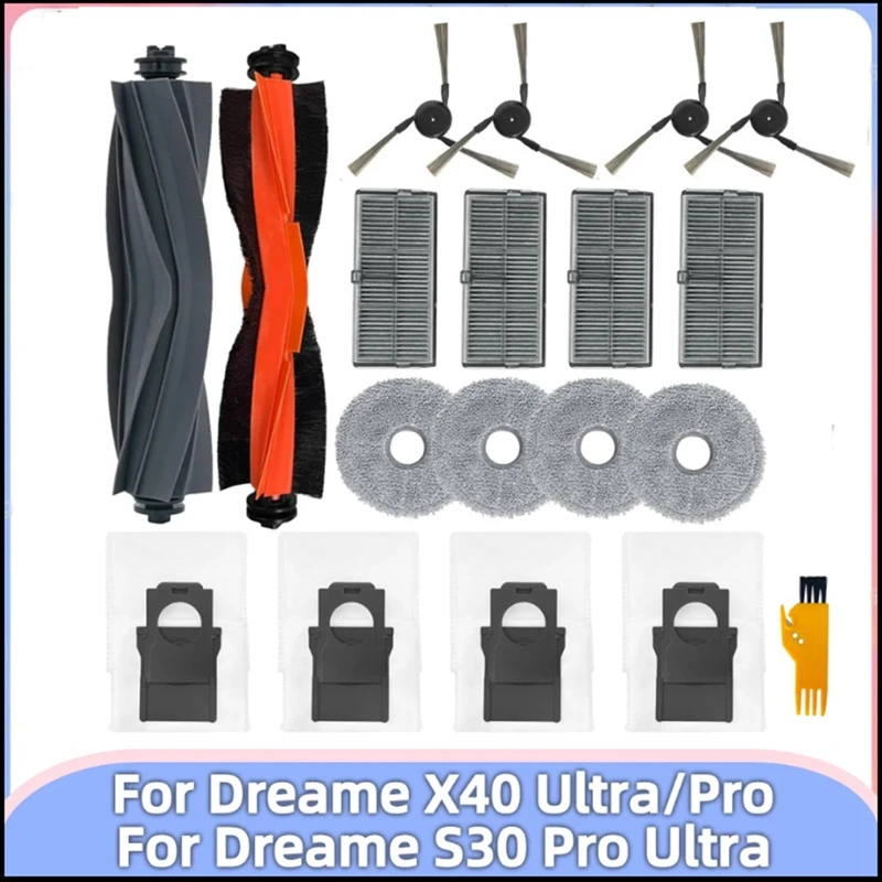 

19 шт. для Dreame X40 Ultra / S30 Pro Аксессуары для робота-пылесоса моющиеся фильтры с основной боковой щеткой, пылесборник, швабра