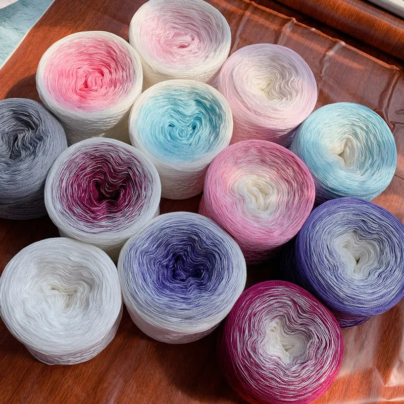 300g/group Organic Cotton Blended Yarn Gradient Color Cake Yarn Crochet  Shawl Scarf Sweater Thread DIY Handmade Knitting Yarn - AliExpress