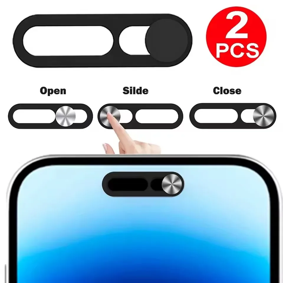 Black Webcam Privacy Cover - Anti-Hacker Slide Shield for Smartphones and Laptops