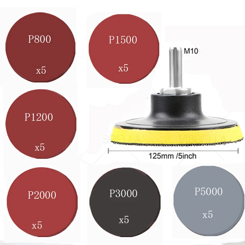 30/15PCS 6/5/4/3inch Sanding Disc Round Sandpaper 800-5000 Grit Sand paper Buffing Polishing Pad for Car Polisher Electric drill 3