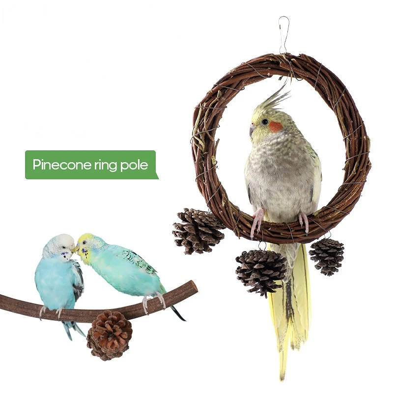 Parrot Twig Preparation Ring for Hanging Play Pet Play Accessory for Budgies Cockatiels Parakeets Canaries Finches