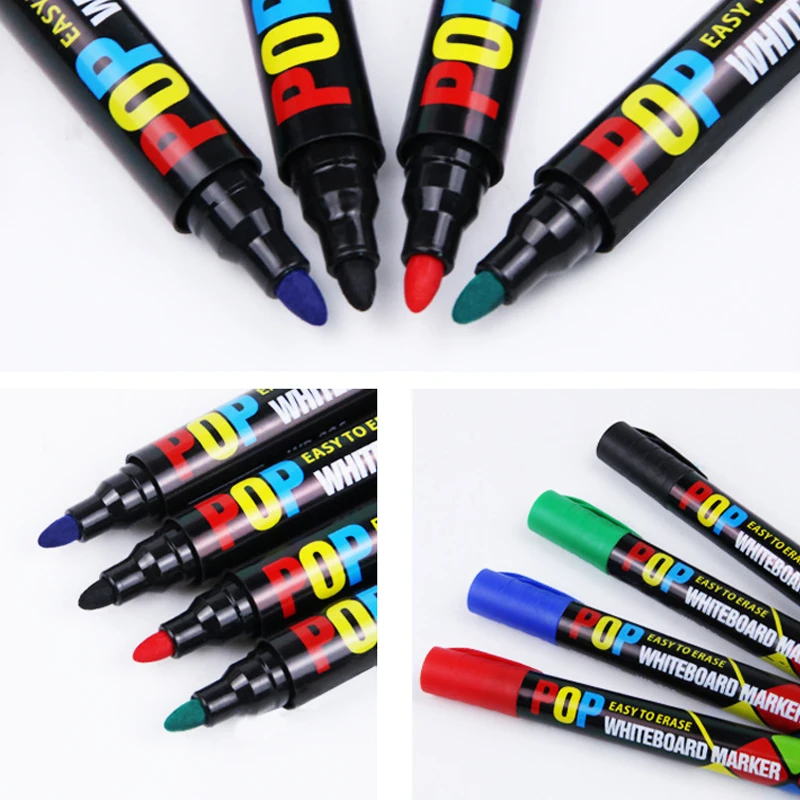 Marker Pens 8/12 Colour POP Whiteboard Marker Set Erasable Refillable Safety Non-Toxic High Capacity Office Conferencing Educational Items