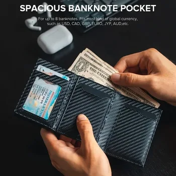 Portafoglio da uomo con portamonete con cerniera Porta carte di credito automatico pop-up in metallo Idea portafoglio per biglietti da visita con blocco RFID minimalista 1