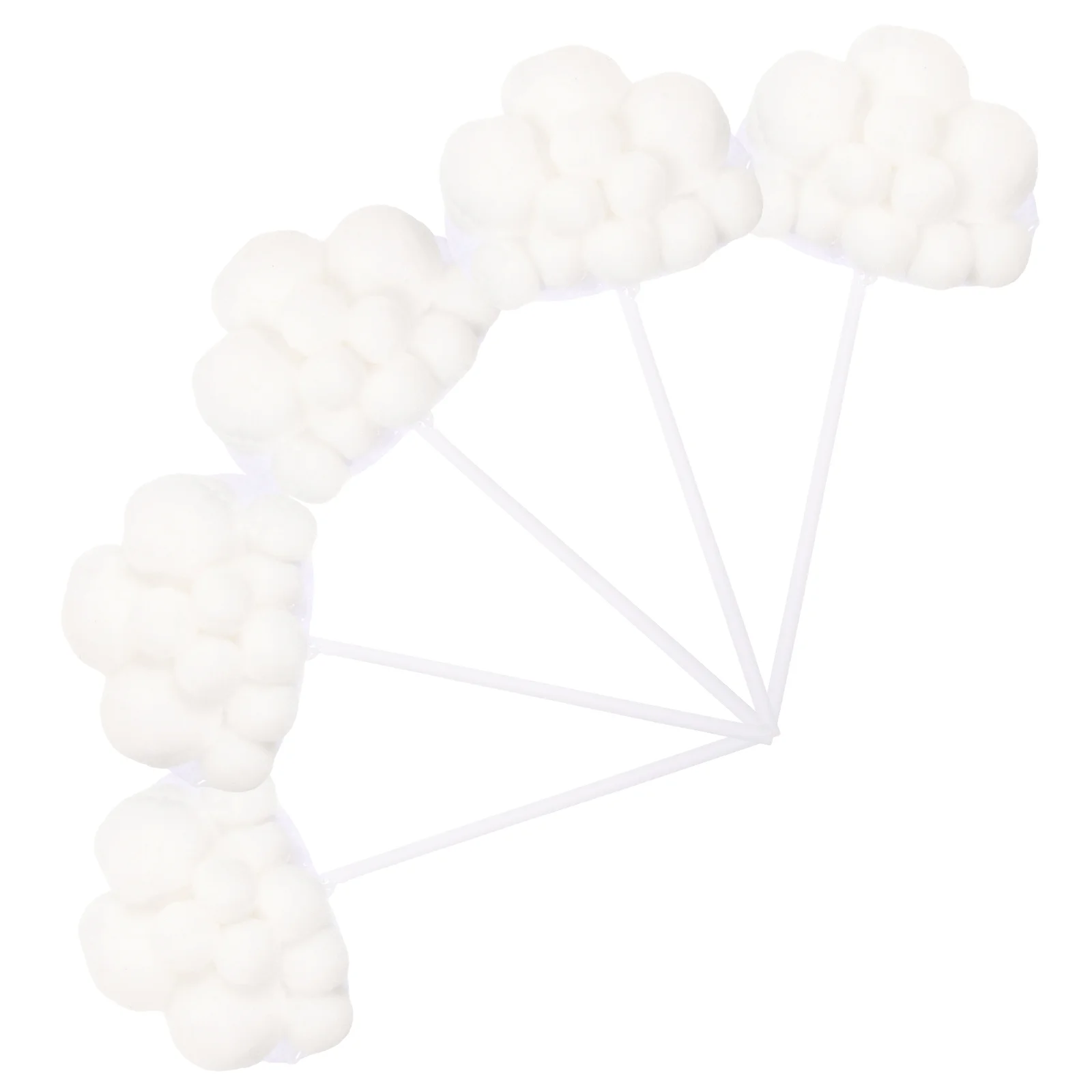 

5pcs Plush Cloud Cupcake Toppers Kids Shower Birthday Cupcake Toppers Yarn Cupcake Picks Party Cake Cupcake Decoration White