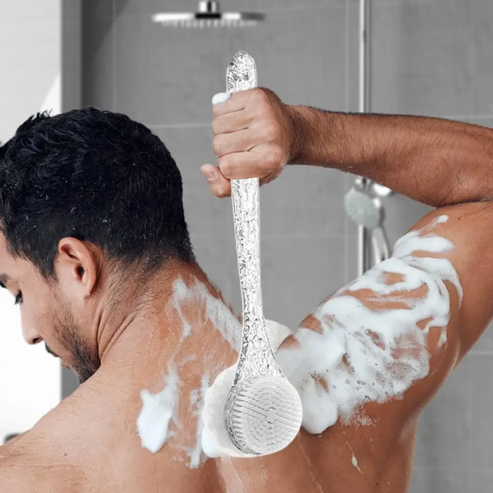 Description Picture 3 of item2 in 1 Soft Back Scrubber Brush Skin Massager Bath Shower Scrubbing Brush with Handle Body Wash Exfoliating Scrub Bath Supplie