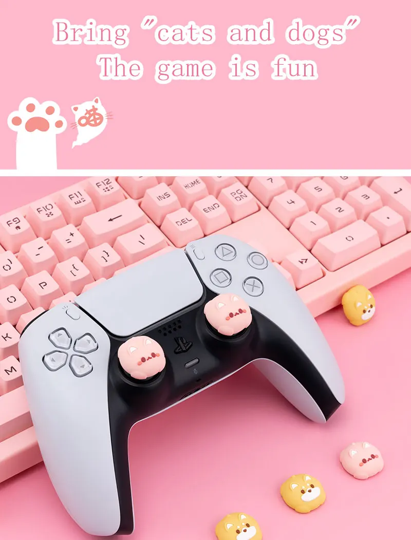 New Silicone Jon Con Thunb Grip Caps For PS4 PS5 Cute Dog Cat Joystick Caps For NS Pro Cover Analog Thumb Stick Grips