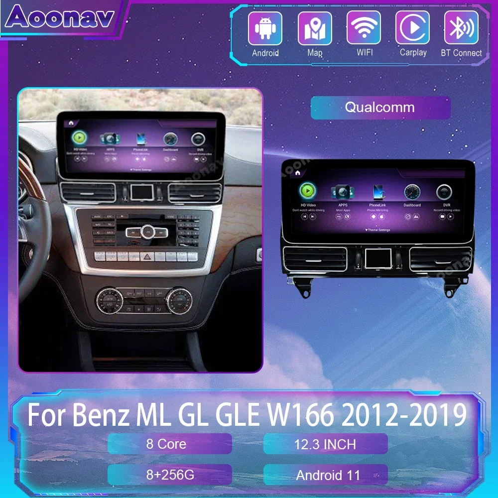 

Qualcomm Car Radio For Benz ML GL GLE W166 2012-2019 Android 12 Touch Screen GPS Navigation Auto Stereo Multimedia Video Player