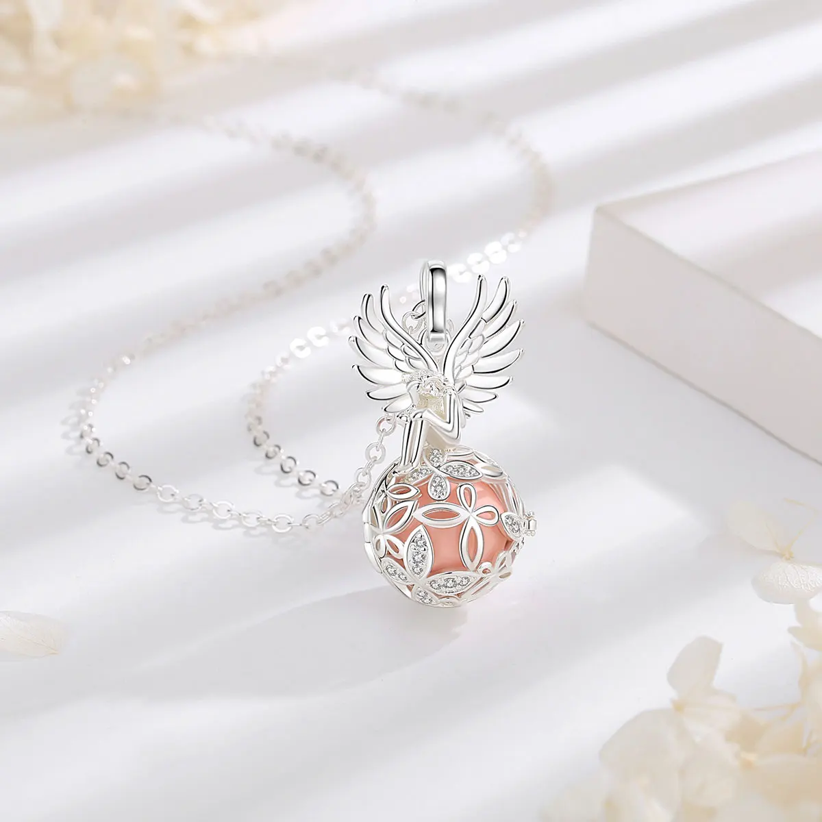 Eudora New Harmony Ball 16mm Winged Angel Girl Cage Pendant Necklace Angel Caller Personality Fashion Jewelry For Pregnant Women 3