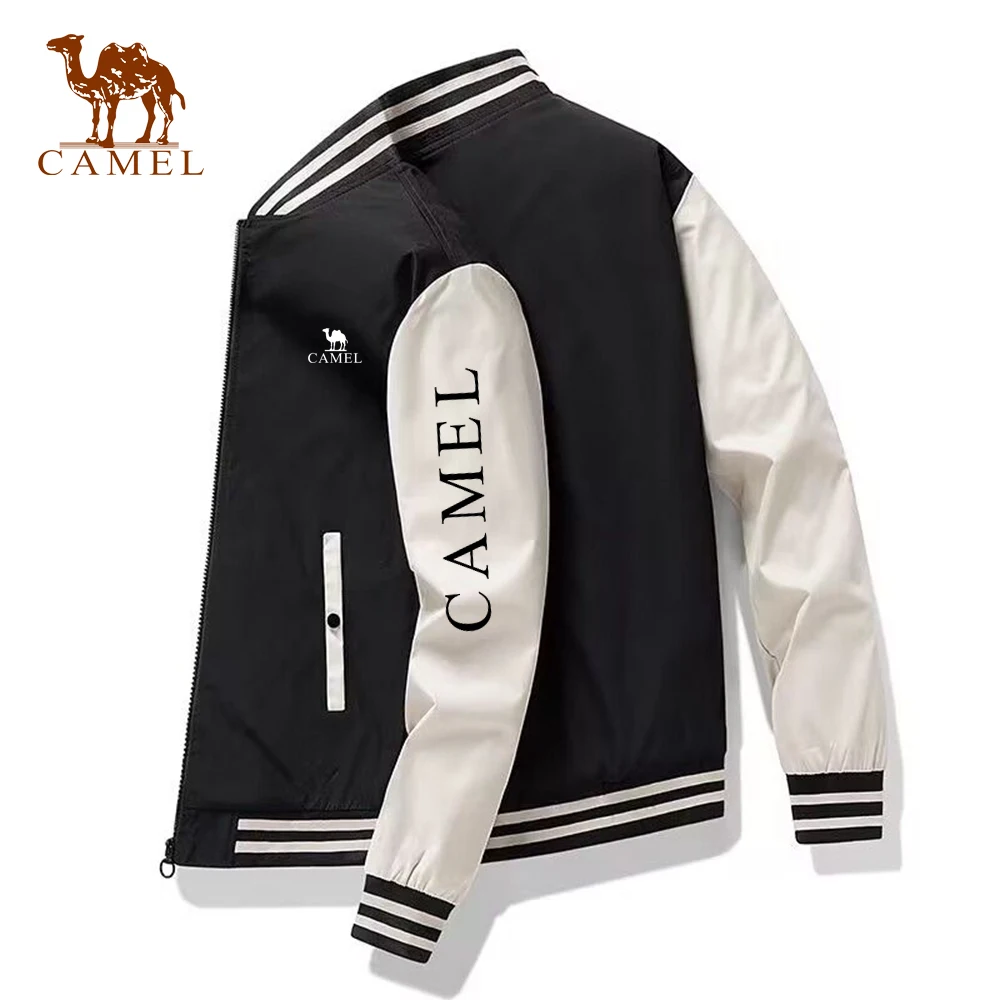 

CAMEL2024 new men's color matching jacket handsome versatile coat loose baseball jacket top Korean version spring and autumn