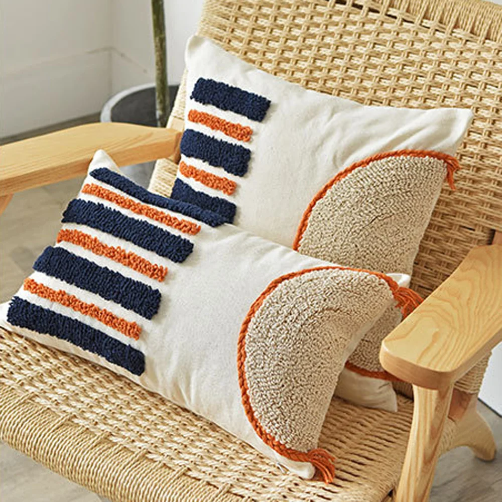 

Tufted Touch Cushion Soft Cover 30x50cm 45x45cm Indian Style Loop Pile Throw Pillow Case For Home Living Room Sofa Decoration