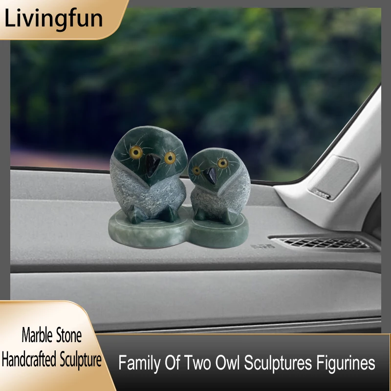 

Marble handcrafted sculpture Cute Family Of two Owl Sculptures Figurines Home Decor Owl Statues Owl Gifts Car Home Decoration