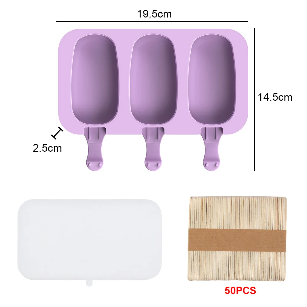 Silicone DIY Ice Cream Popsicle Maker with Lid