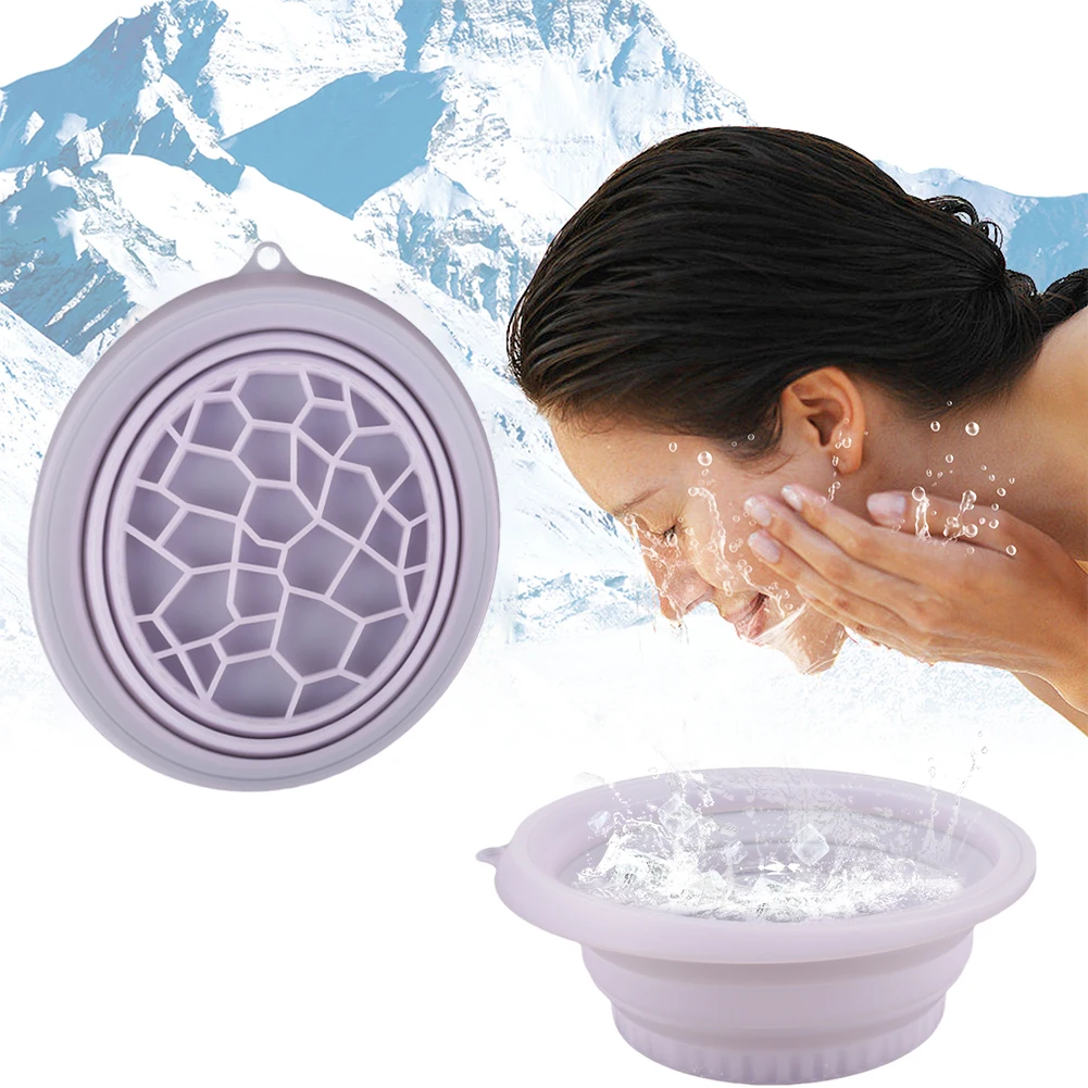 Silicone Ice Facial Folding Washbasin with Ice Tray Collapsible Ice Water Face Cold Plunge Face Icebath at Home